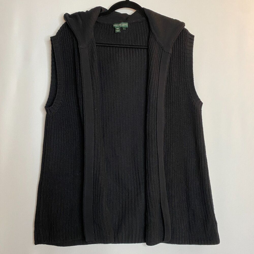 Lauren Jeans Company Ralph Lauren Sweater Hooded Sleeveless Cardigan Size L